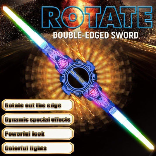 Fire Spiral Sword Double-Edged Rotating LED Lightsaber Toy with Colorful Lights