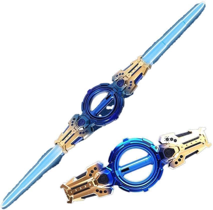 Fire Spiral Sword Double-Edged Rotating LED Lightsaber Toy with Colorful Lights