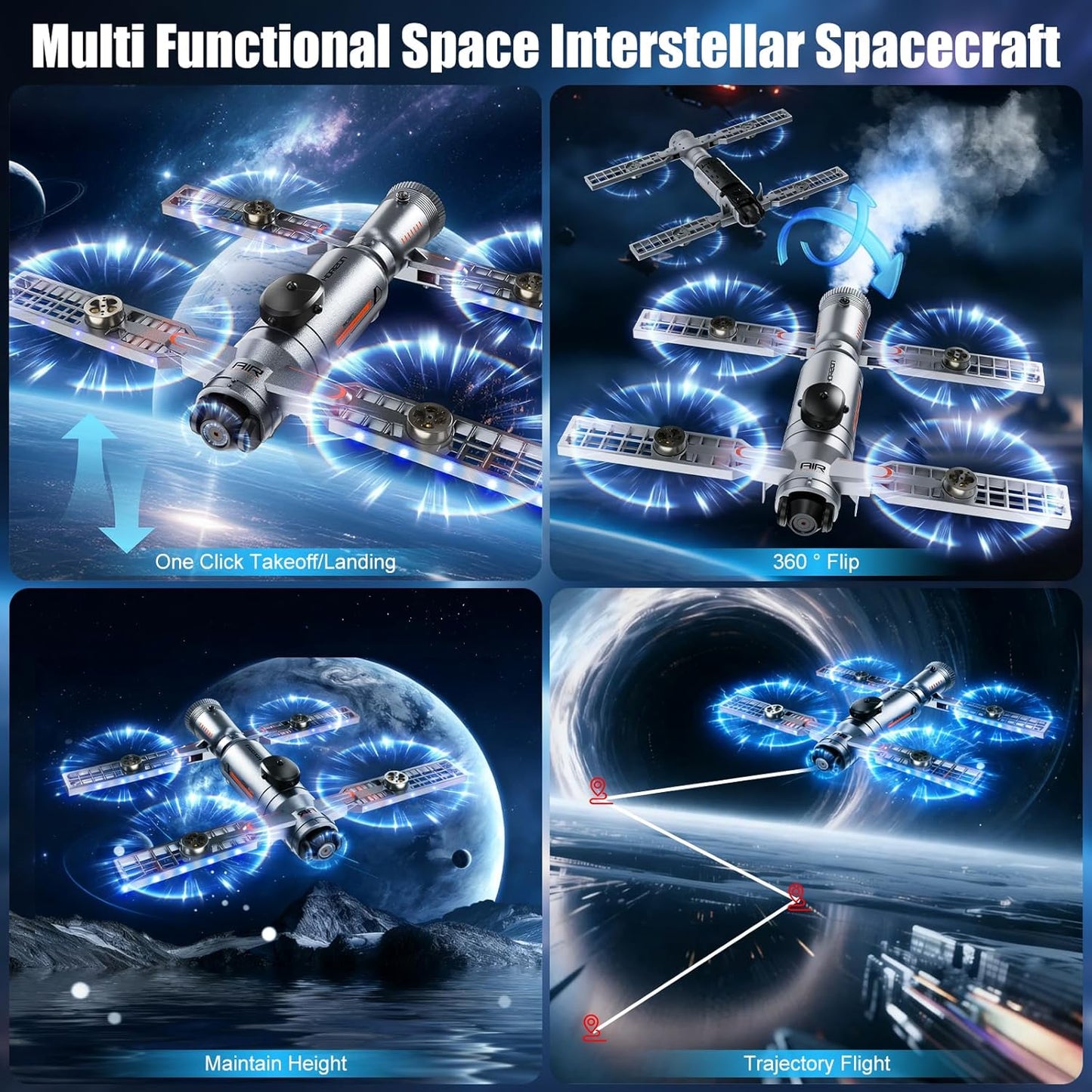Spaceship Smoke Drone with Screen Remote