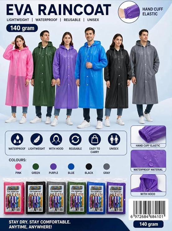 Waterproof Hooded Raincoat for Men & Women